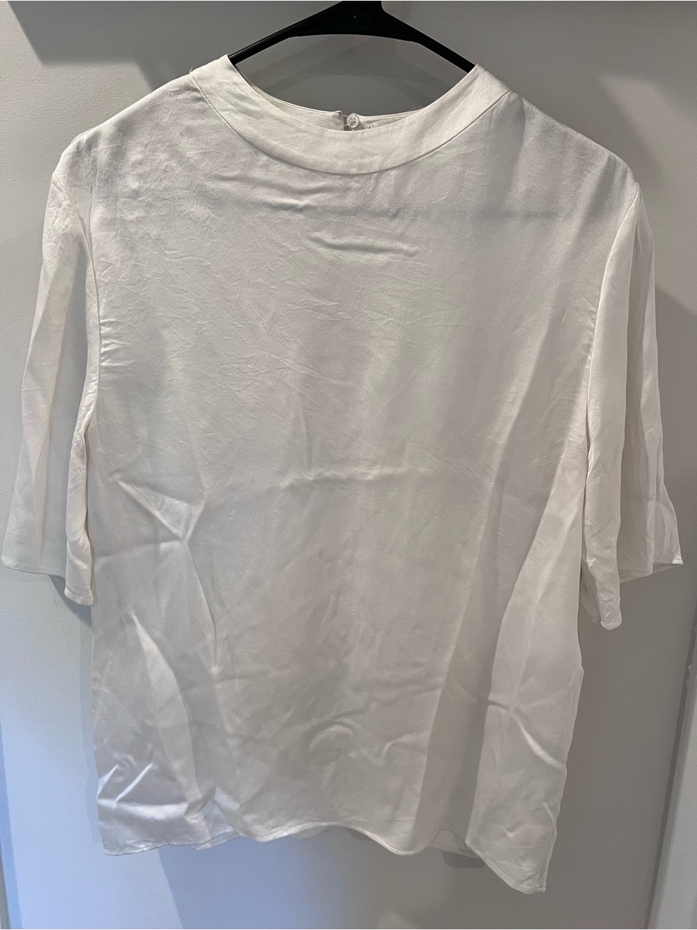 Saint Laurent Paris Ivory Satin Mock Neck Blouse Top FR38 US 6